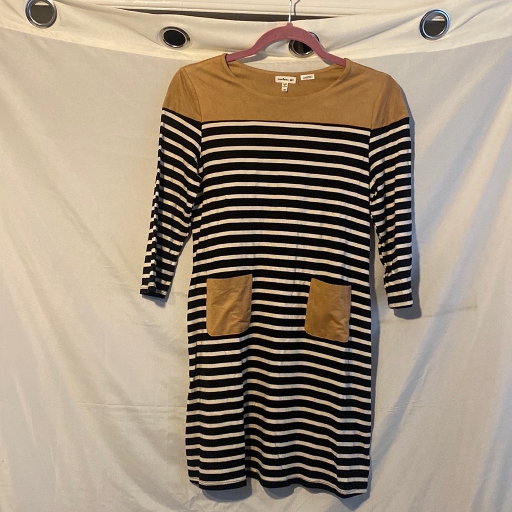 Girls Striped Dress with Sueded Pockets Size Xlarge
